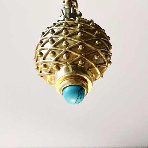 Rare Retired Julie Vos Gold-Tone Turquoise Pendant Charm Keychain Resort Coastal - Picture 5 of 15